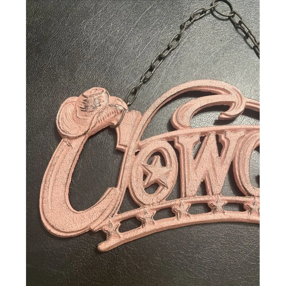 Cast Iron Metal ✨COWGIRL Pink Outdoor/Indoor Wall Hanging Decor 11